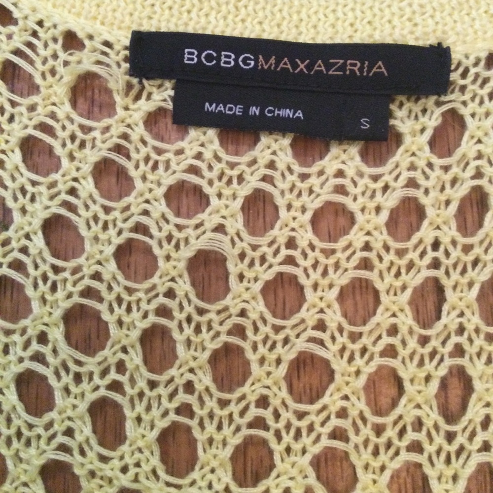 BCBGMaxAzria Yellow Open-Knit Cropped Sweater - Picture 3 of 4